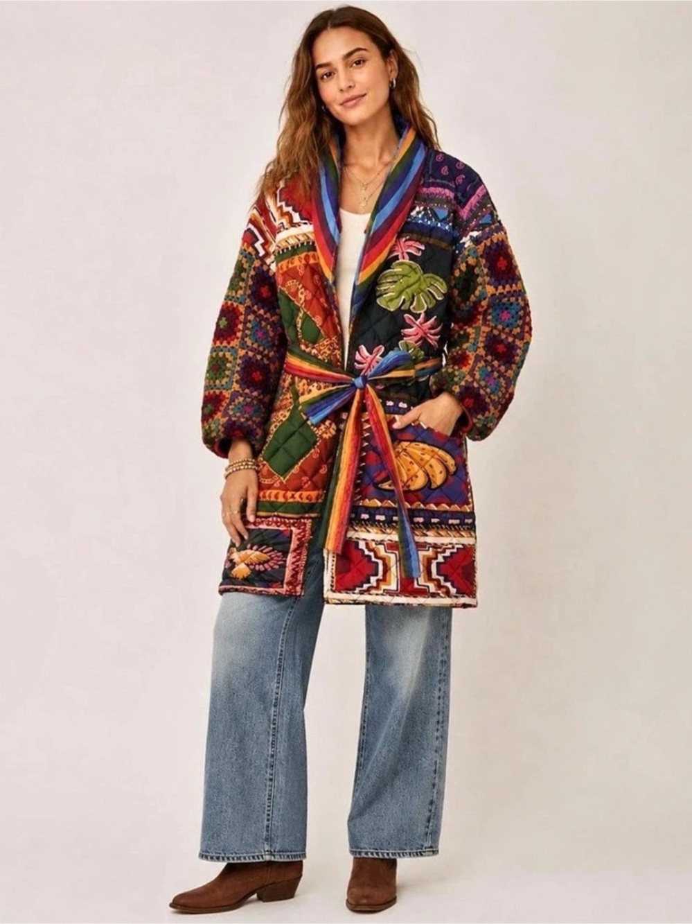 Farm Rio Puffer Jacket Printed in Multicolor Size Large NWT - Picture 3 of 8